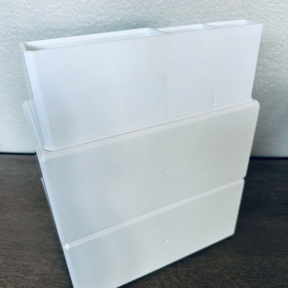 White Multi-Drawer Stacking Bathroom Makeup Jewelry Storage Organizer - Picture 6 of 7